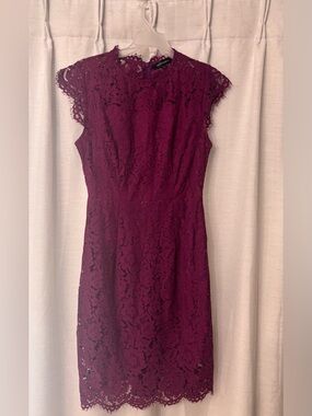 Lace Sheath Dress - Plum